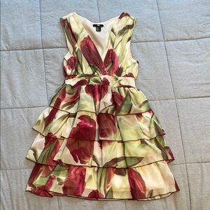 H&M Sz 6 Floral Ruffle Midi Dress
